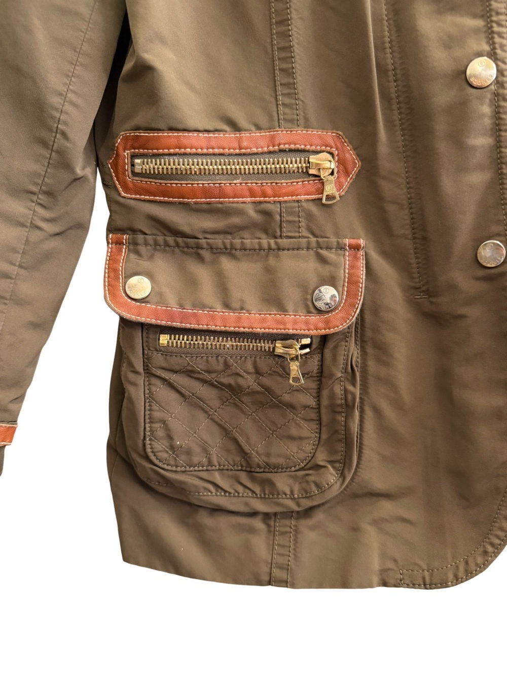 Vintage Bogner Utility Field Jacket Brown Leather Trim Safari Jacket Est Medium - Picture 7 of 14